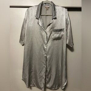 Oversized Polka Dot Satin Night Shirt
